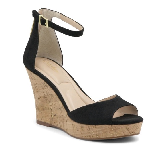 Charles by Charles David Chic Black Microsuede Wedge Sandals sz 9.5 nwob - Picture 1 of 5